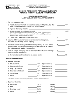 Bonding Worksheets for Hazardous Waste Storage Treatment and