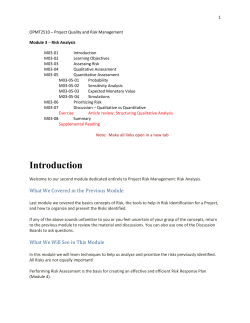 our second module dedicated entirely to Project Risk