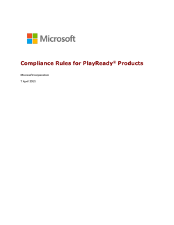 Compliance Rules for PlayReady &reg; Products