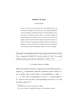 MODELS OF DATA This paper was originally