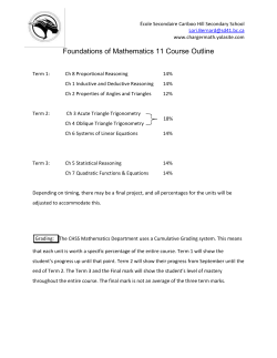 Foundations of Mathematics 11 Course Outline 2016