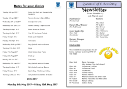 Dates for your diaries