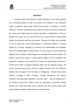 ABSTRACT Language games have influenced English learning for