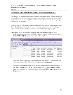 COMPARING TWO POPULATION MEANS: DEPENDENT SAMPLES