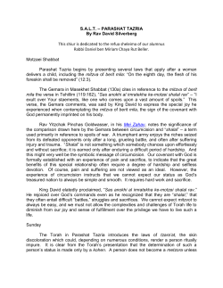 S.A.L.T. &ndash; PARASHAT TAZRIA By Rav David Silverberg This shiur is