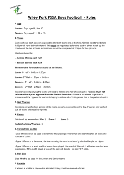 2017 Wiley Park PSSA Boys Football Draw + Rules