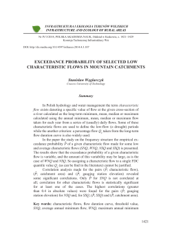 exceedance probability of selected low characteristic flows in