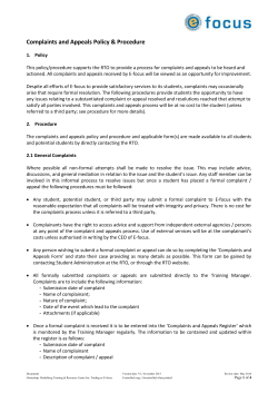 Complaints and Appeals - e