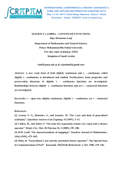 SLIGHTLY LAMBDA &ndash; CONTINUOUS FUNCTIONS Raja Mohamma