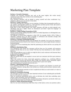 Marketing Plan Template Section 1: Executive Summary Complete