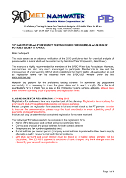 PT Notification_10th Proficiency Testing Round 2013