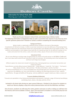 Bolton Castle School Booking Pack 2016