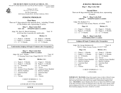 JUDGING PROGRAM First Show JUDGING PROGRAM Second Show