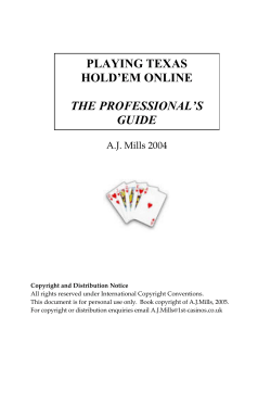 PLAYING TEXAS HOLD`EM ONLINE THE PROFESSIONAL`S GUIDE