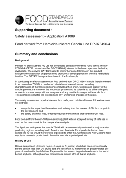 A1089-GMCanola-CFA-SD1 - Food Standards Australia New Zealand