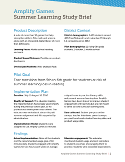 Amplify Games Summer Learning Study Brief