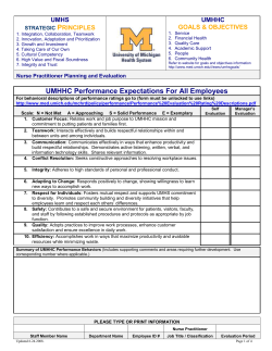 UMHS Performance Expecation - University of Michigan Health