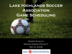 Lake Highlands Soccer Tournament Scheduling