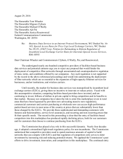 August 29, 2016 The Honorable Tom Wheeler