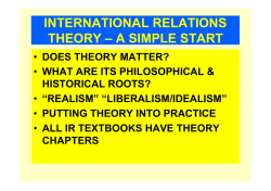 INTERNATIONAL RELATIONS THEORY &ndash; A SIMPLE START