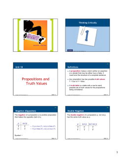Propositions and Propositions and Truth Values