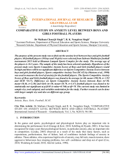 comparative study on anxiety level between boys and girls football