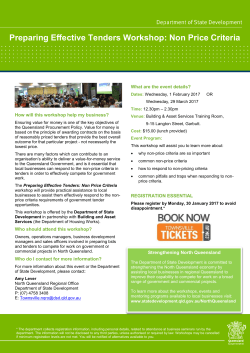 Non Price Criteria - Townsville Tickets