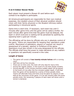6 on 6 Indoor Soccer Rules Each player must present a Rowan ID
