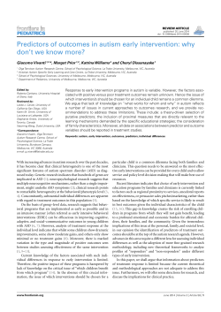 Predictors of outcomes in autism early intervention: why
