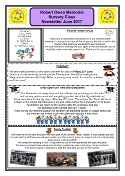 Nursery Newsletter &ndash; June 2017 - Robert Owen Memorial Primary