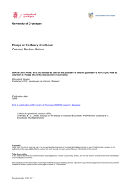 University of Groningen Essays on the theory of collusion Overvest