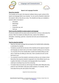 Language checklist - Special Education Support Service