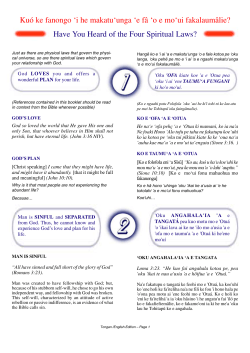 oe mo`ui fakalaum&acirc;lie? Have You Heard of the Four Spiritual Laws?