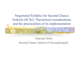 Negotiated Syllabus for Second Chance Schools (SCSs