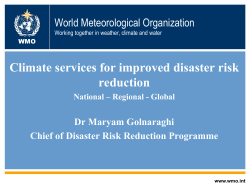 Climate services for improved disaster risk reduction