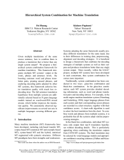 Hierarchical System Combination for Machine Translation