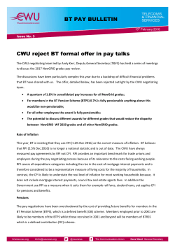 CWU reject BT formal offer in pay talks BT PAY BULLETIN