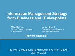 Suggested Outline for TDWI Executive Summit