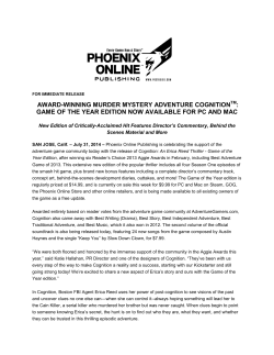 AWARD-WINNING MURDER MYSTERY ADVENTURE COGNITION