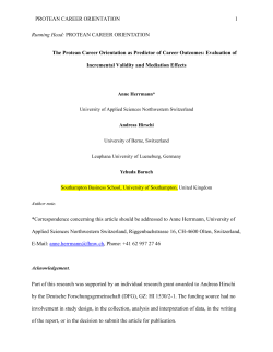 The Protean Career Orientation as predictor of career outcomes