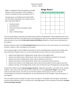 Educational Activities Activity A &ndash; BINGO Educational Activities
