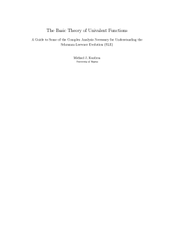 The Basic Theory of Univalent Functions A Guide to Some of the