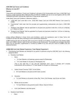 UOB ONE Card Terms and Conditions Effective 1st July 2017
