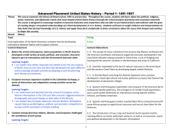 Advanced Placement United States History &ndash; Period 1: 1491-1607