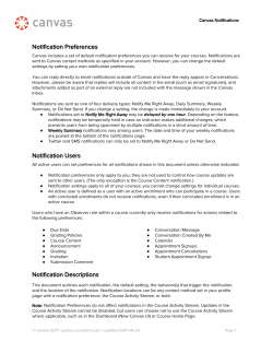 Notification Preferences Notification Users Notification Descriptions