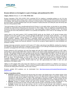 Encana seeks strategic partnerships to maximize the tremendous