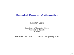 Bounded Reverse Mathematics - Department of Computer Science