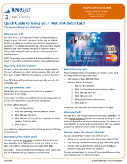 Quick Guide to Using your TASC FSA Debit Card