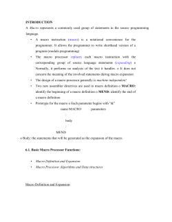 INTRODUCTION A Macro represents a commonly used group of