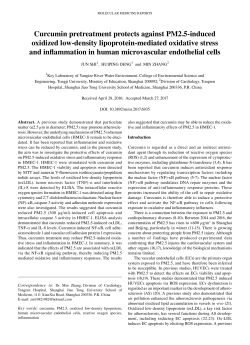 Curcumin pretreatment protects against PM2.5‑induced oxidized low